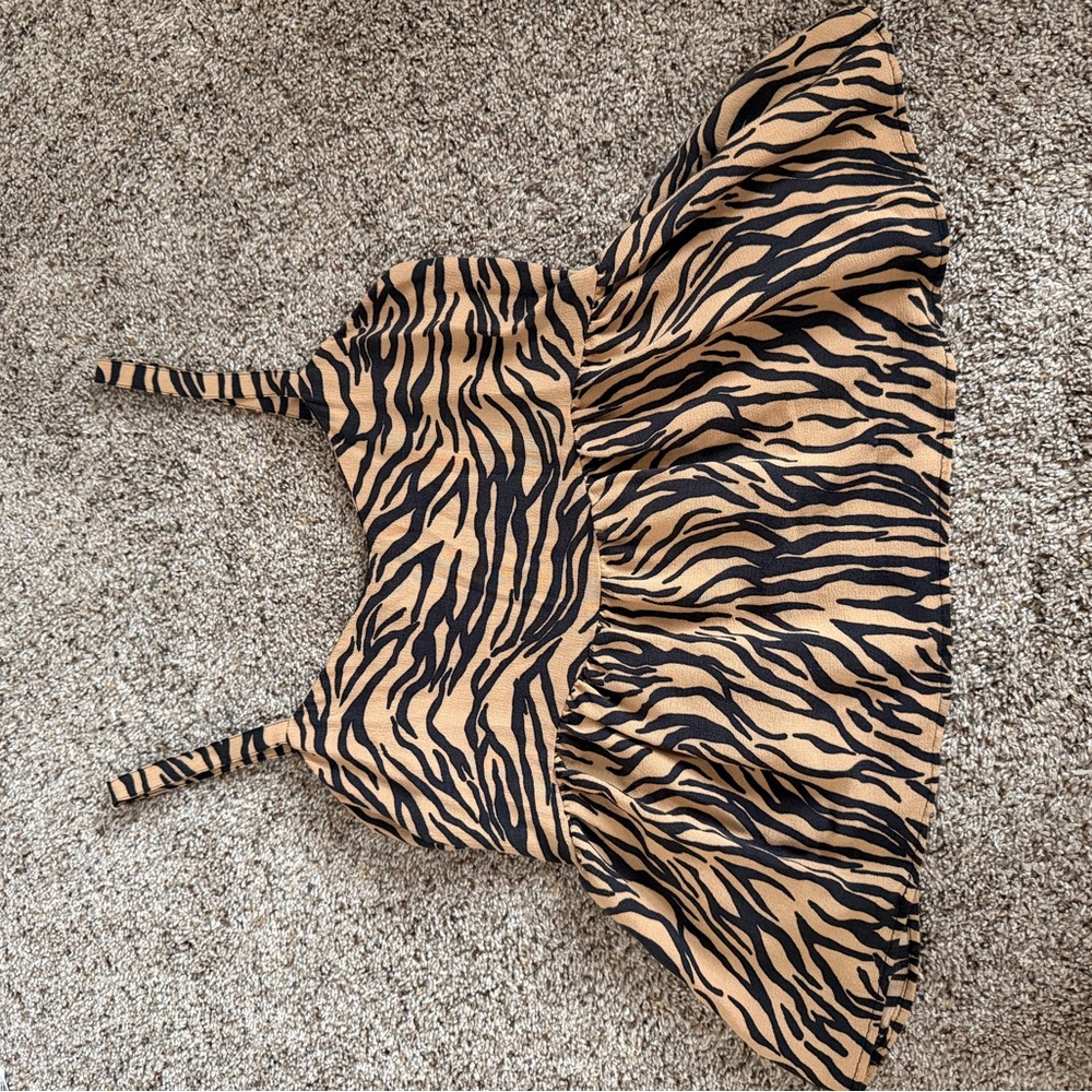 Hollister Black and Tan Zebra Print Tank Top